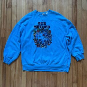Levis Our Mother Earth Graphic Sweatshirt Blue Crew Neck Long Sleeve Size L